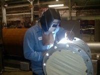 ASME Section 9 Certified Welder Completes TIG Welding Process On 16 Inch Stainless Steel Pipe Spool